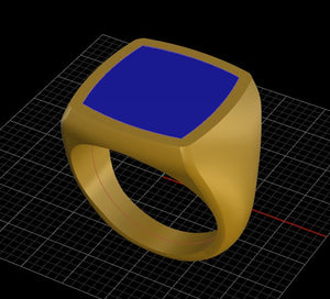 Blue Enamel & Gold Signet Ring