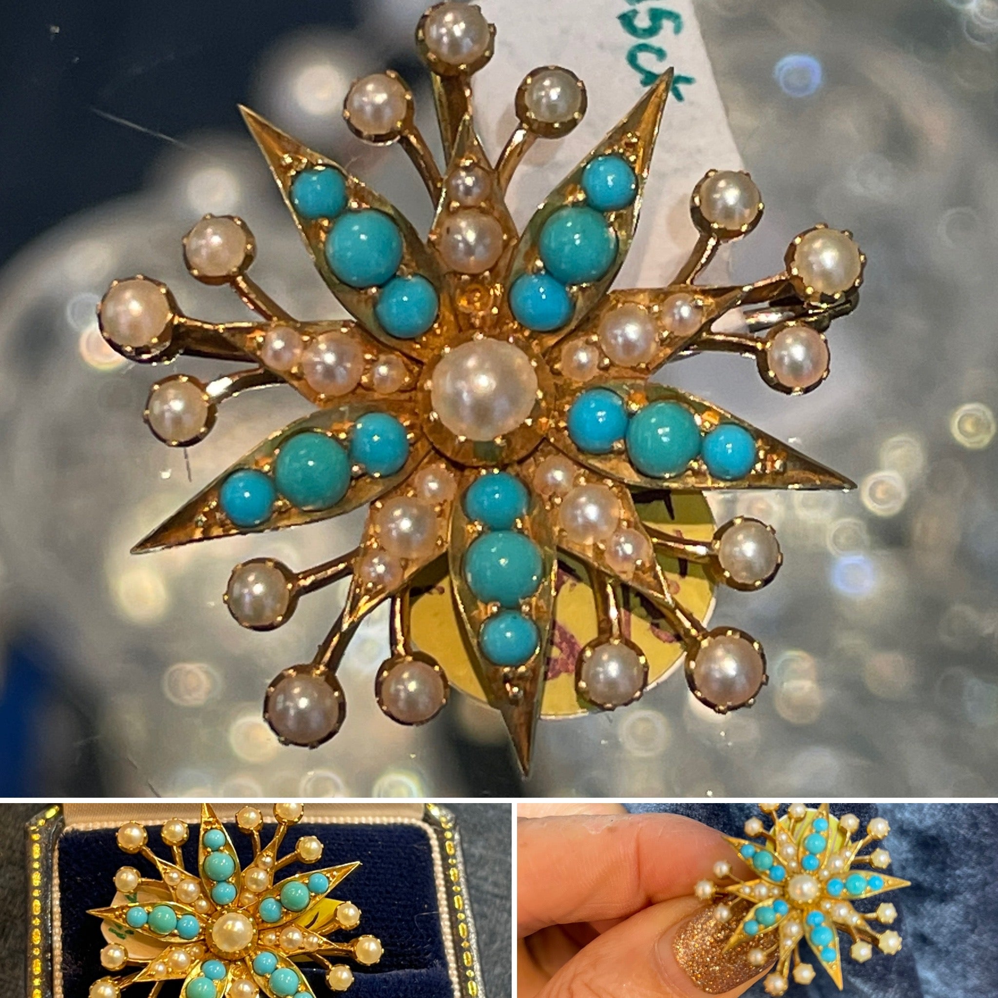Turquoise & Pearl Vintage Pendant