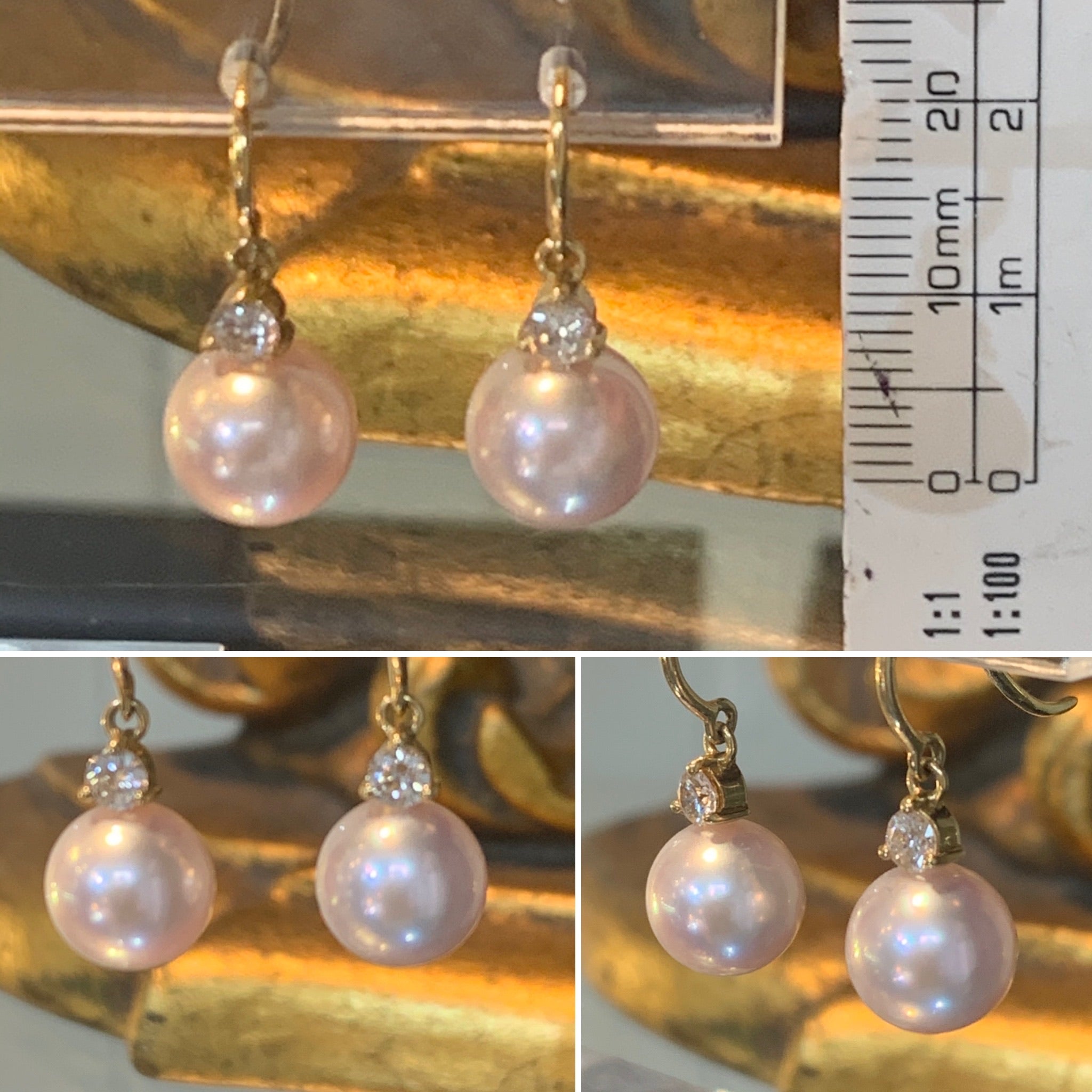 Akoya Pearl & Diamond Earrings YG