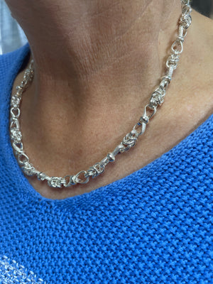 Silver French Knot Link Necklace