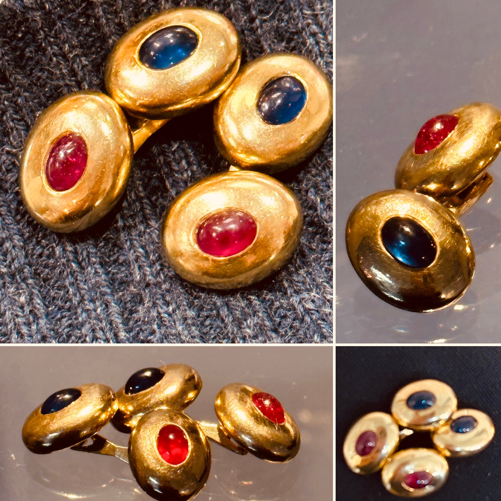 Cufflinks 18k Gold Sapphire & Ruby