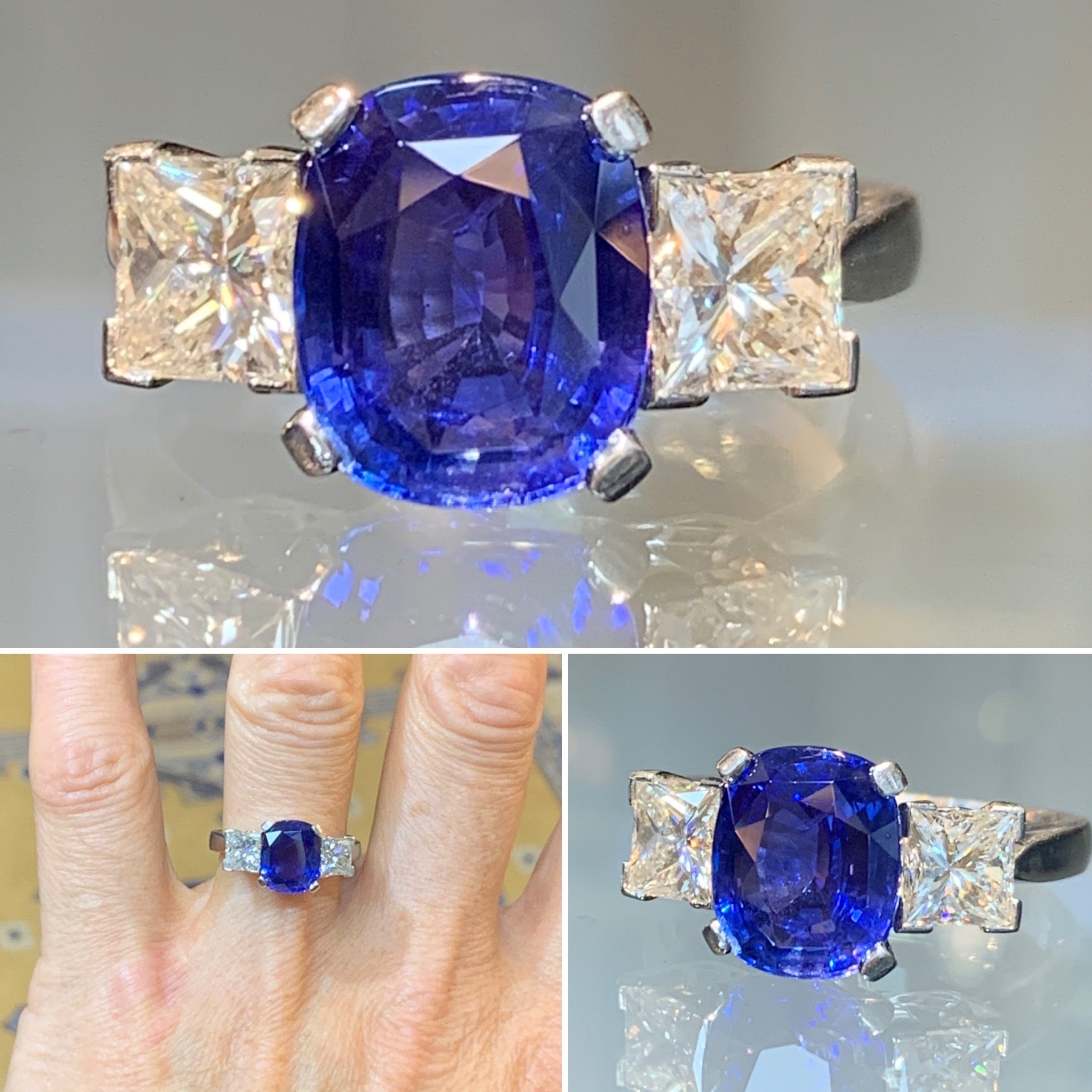 Natural Sapphire Trilogy Ring