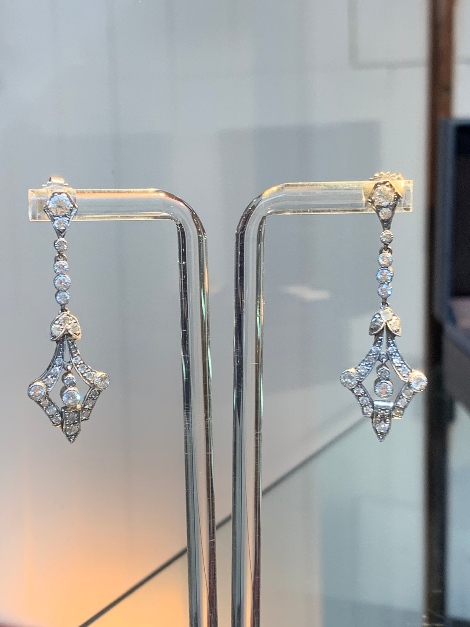 Vivienne Antique Platinum Diamond Earrings