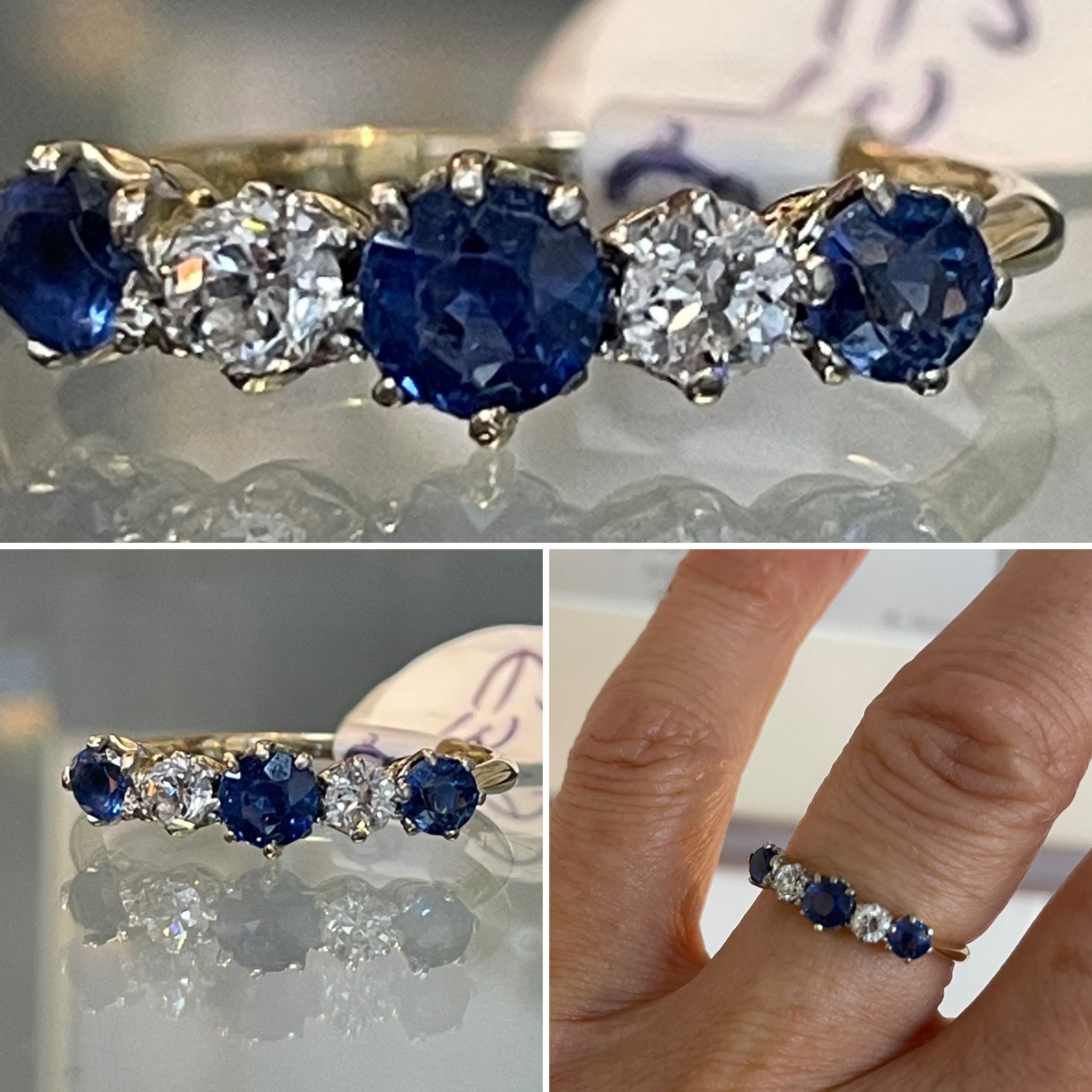 Vintage Sapphire & Diamond Five Stone Ring