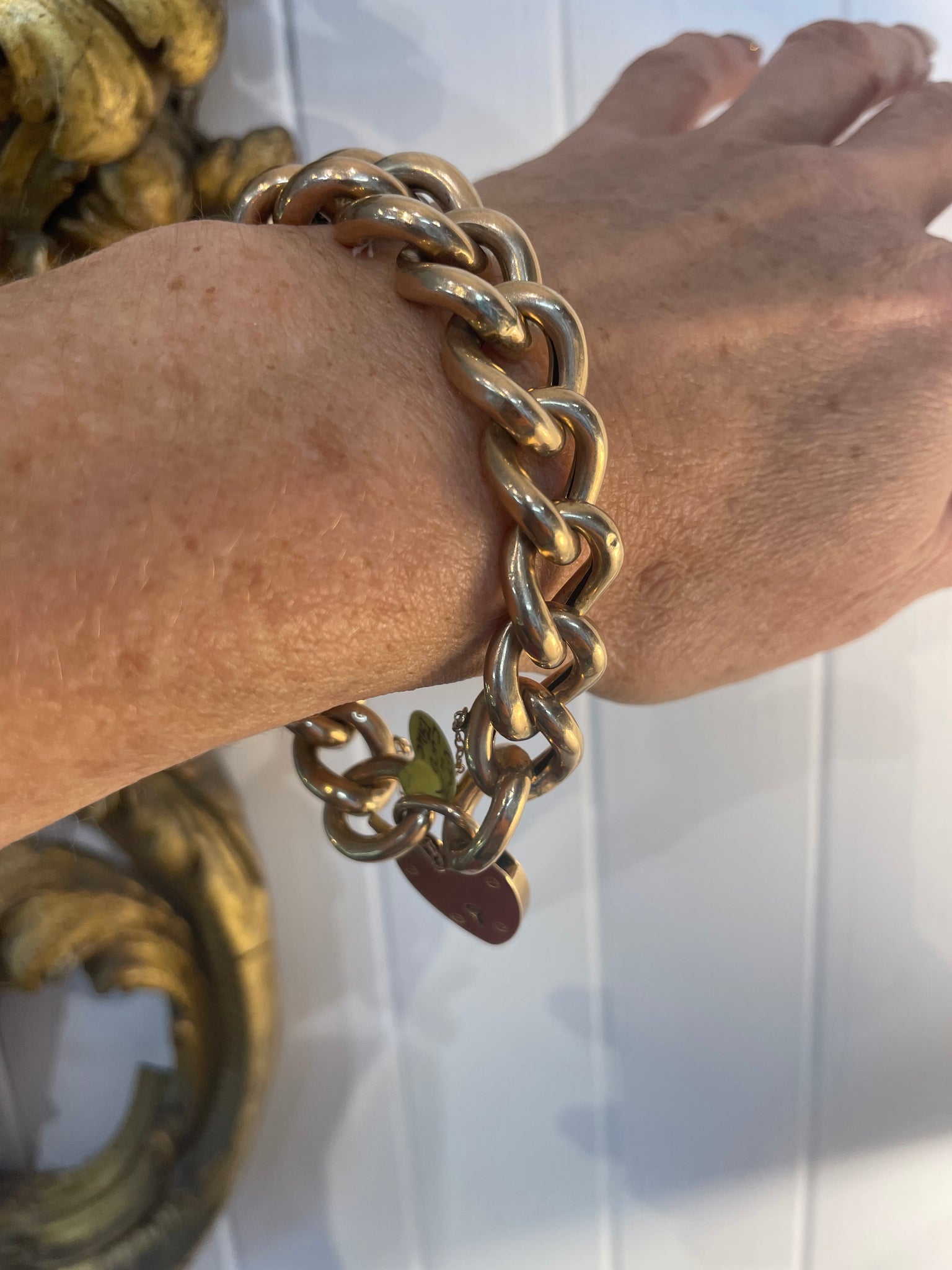 Large Vintage Gold Padlock Bracelet