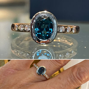 Blue Tourmaline Bezel Set Ring