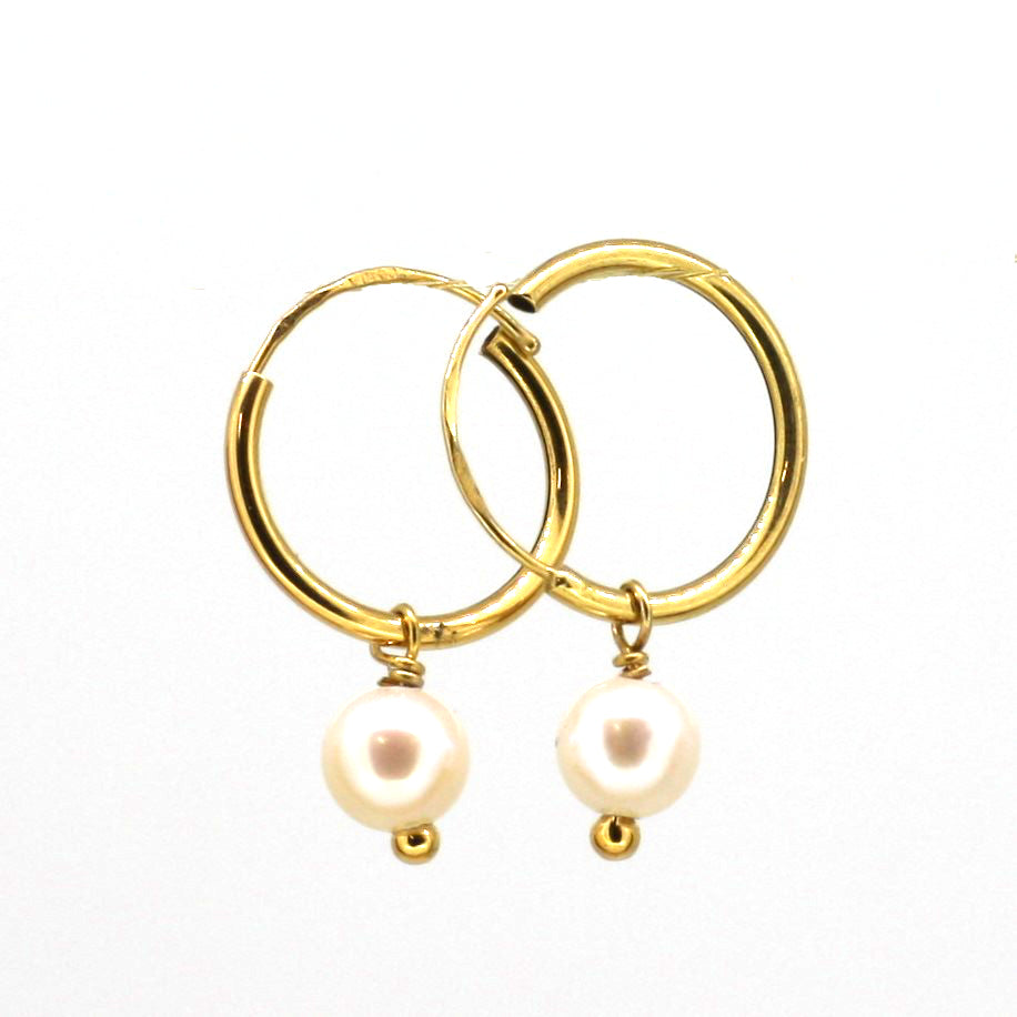 Gold Sleeper with Pearl Drop